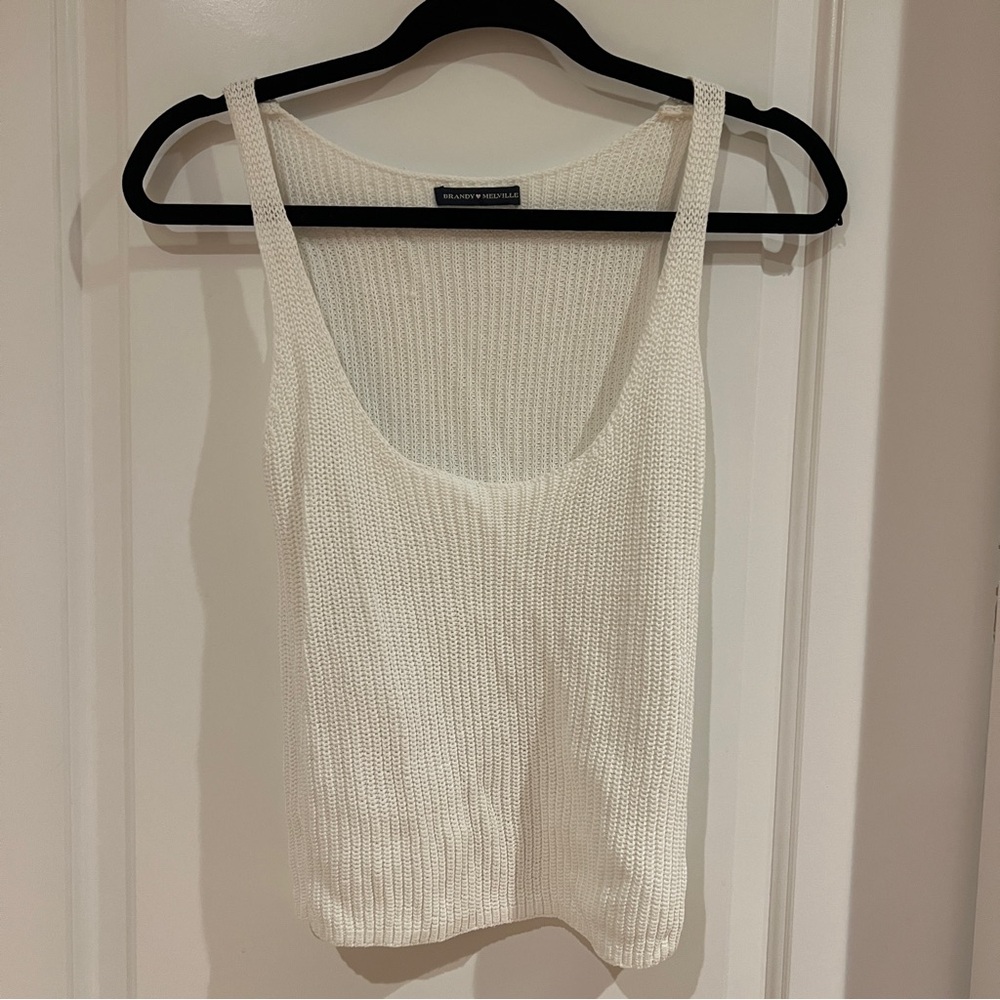 Brandy Melville White Knit Tank Top
